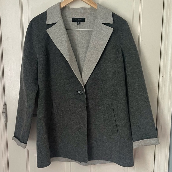 Talbots Double Faced Wool Blazer Size 10 Gray Office Work Career Professional - Picture 4 of 12